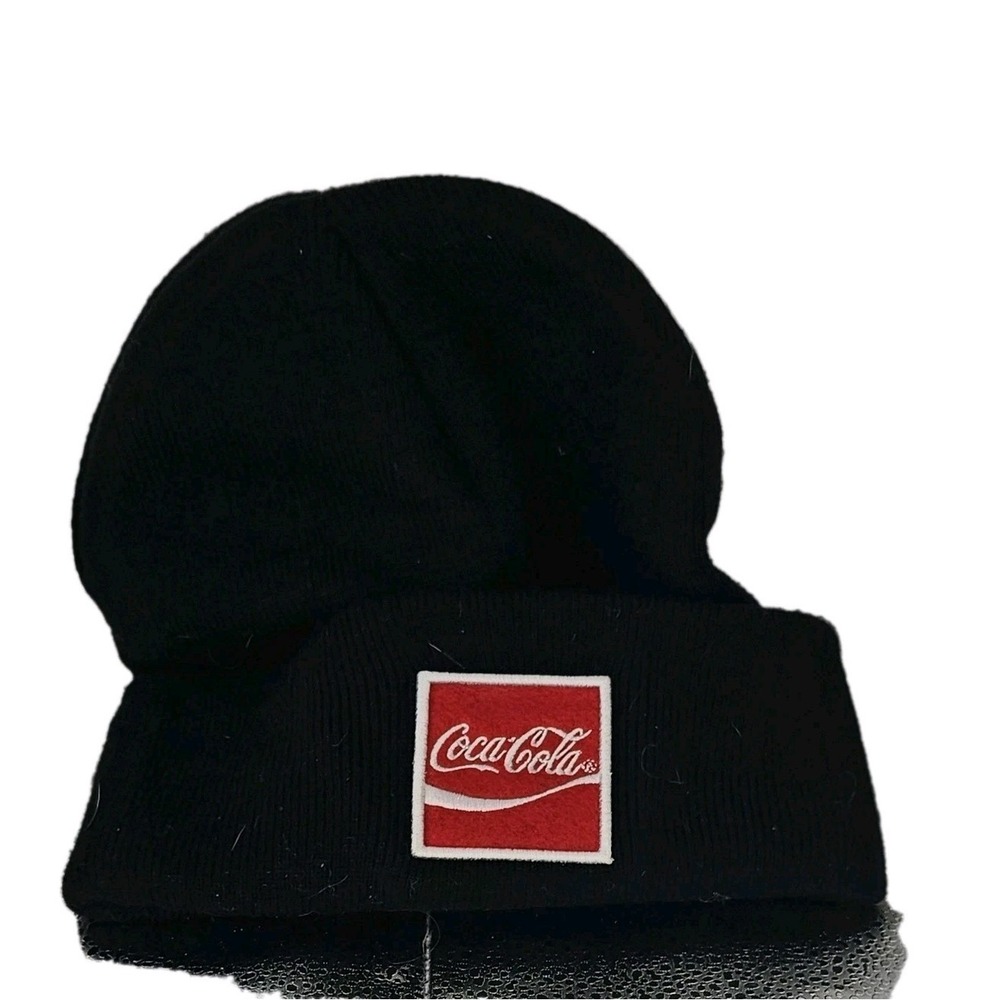 Coca-Cola Skull Cap Knit CUFFED Beanie Coca-Cola Soda Black Hat NWT